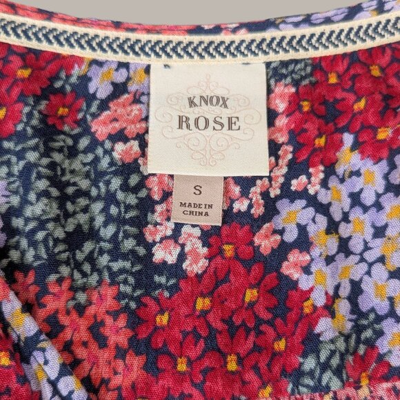 Knox Rose Red Floral Hi Low Short Sleeve Maxi Dress - Small - Picture 6 of 11